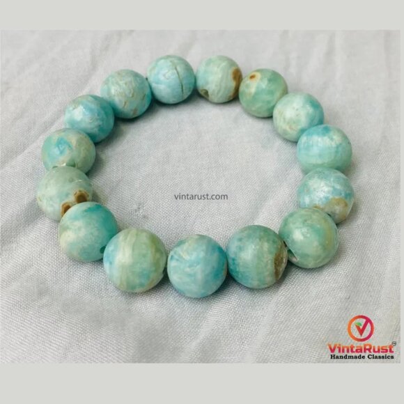 Single Smithsonite Gemstone Bracelet: Adjustable Beaded Unisex Jewelry - Picture 3 of 4